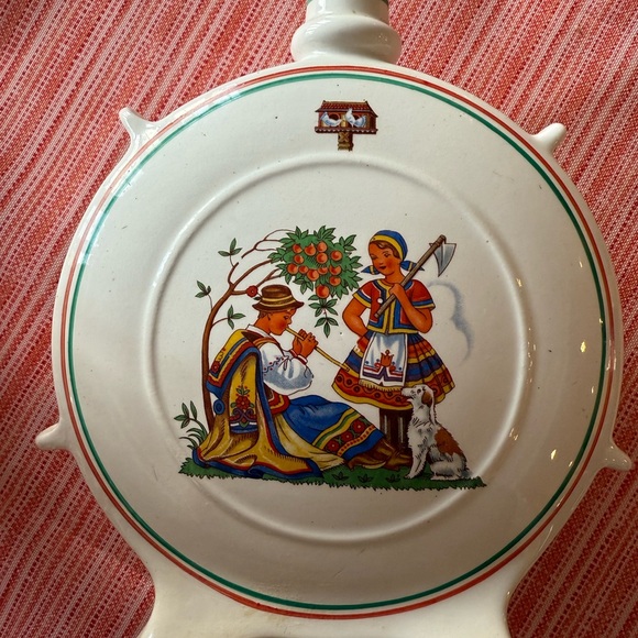 Pair of Vintage Granit Hungary Pottery Folk Art Flasks - Picture 2 of 9